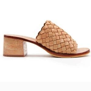 Liberte Santorini Mule Sandal Slide Woven Leather Wood Boho Neutral Minimalist